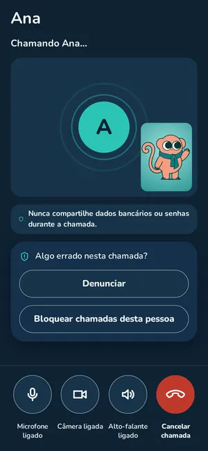 Chamada de vídeo com um guia no app GuiAmigo
