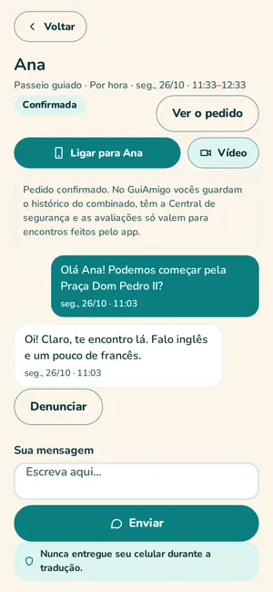 Conversa com um guia no app GuiAmigo